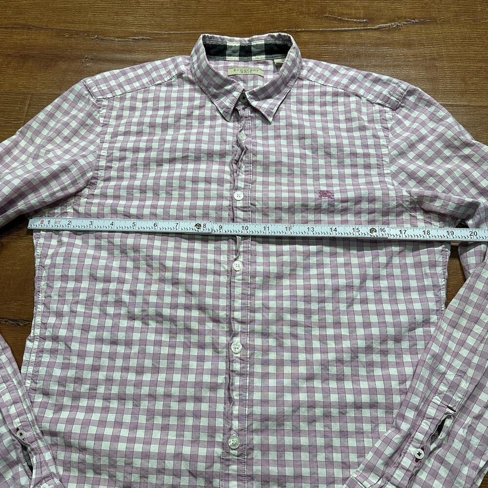 Burberry Button Up Shirt Mens S Purple Check Graph Plaid Long Sleeve Luxury - Picture 5 of 11